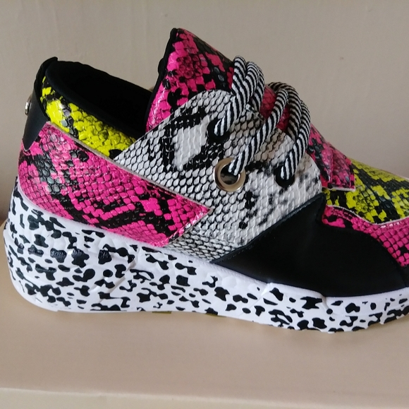 Multicolor Snakeprint Statement Sneakers - Picture 2 of 5